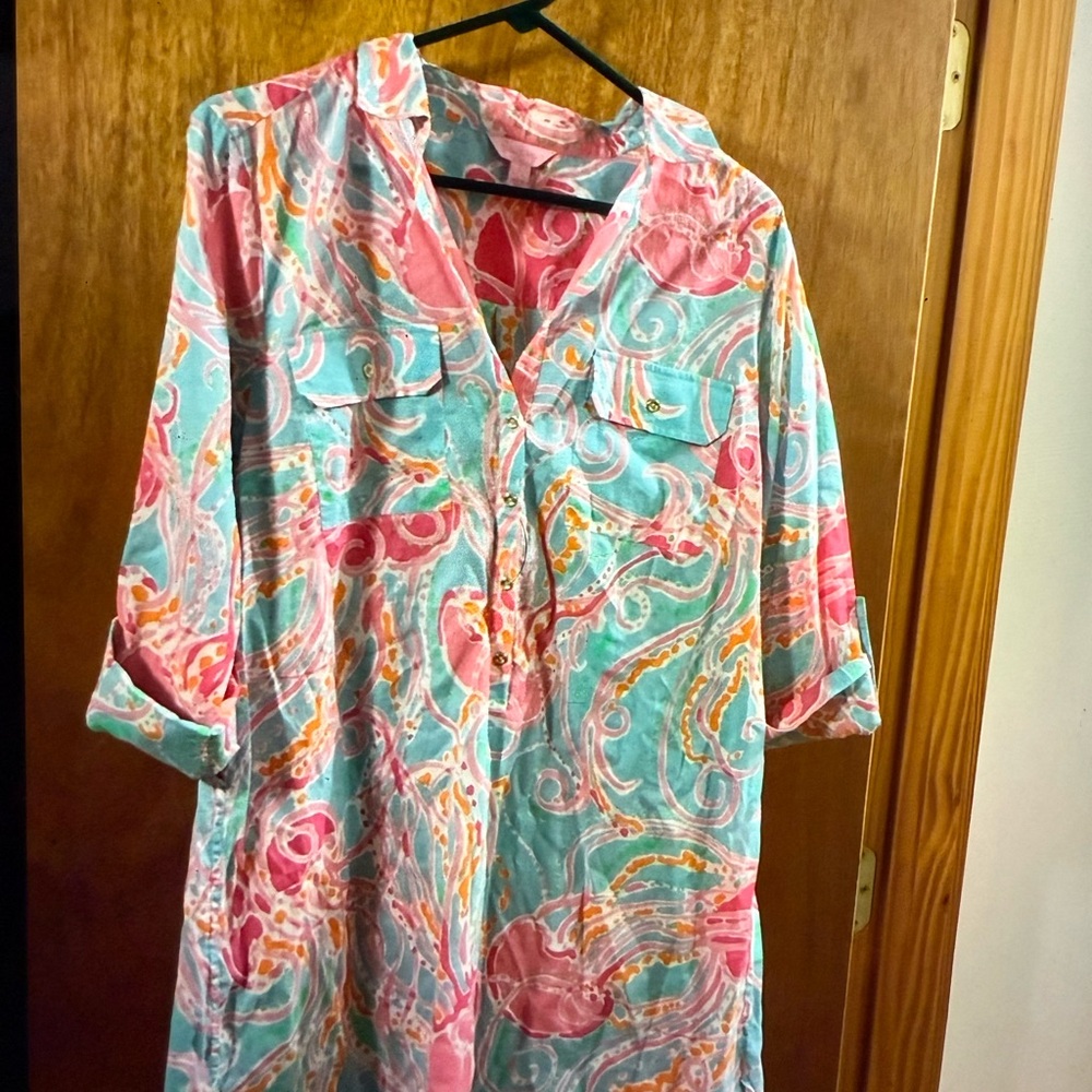 Lilly Pulitzer Pink and Blue Swirl Mini Dress